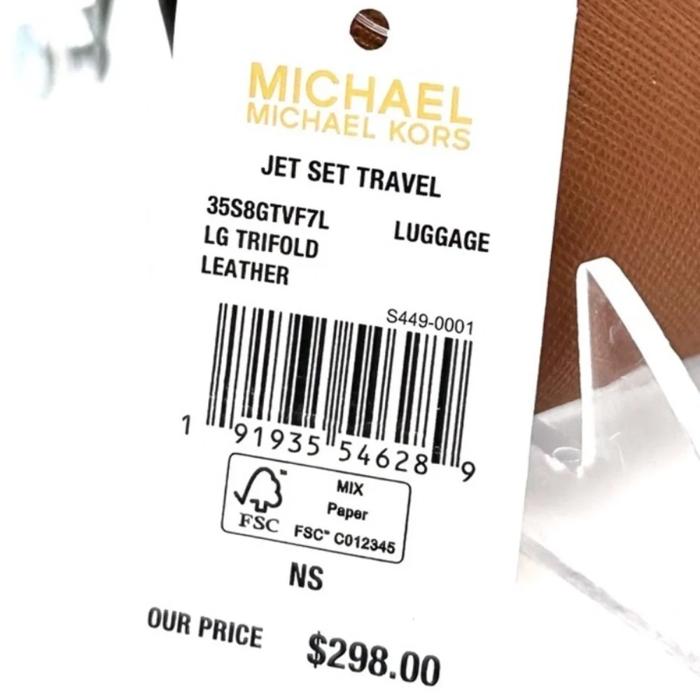 Michael Kors Large trifold Wallet Luggage (NWT)